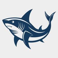 Shark illustration in bold graphic style, ocean predator animal design, perfect for marine life, wildlife, sea creatures, fishing, and aquatic themed projects. vector