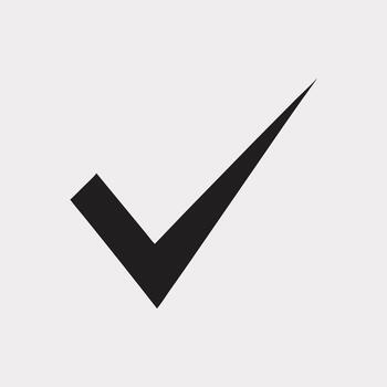 Black check mark icon isolated on white background, symbolizing approval, success, completed task, confirmation, agreement, validation, and positive result for business. vector