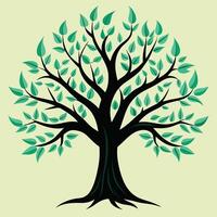 hermosa verde árbol ilustración con extensión ramas y hojas, simbolizando naturaleza, crecimiento, ambiente, vida, ecología, y sustentabilidad en un ligero antecedentes. vector