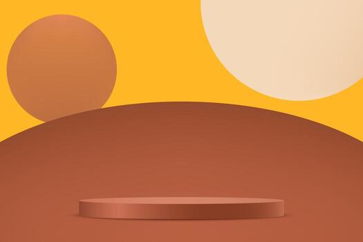 amarillo y marrón antecedentes 3d con podio espacio para de venta productos en el sitio web. resumen fondo de pantalla diseño con Copiar espacio a monitor tu productos ilustración. vector