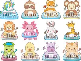 Animals playing keyboard instruments vector