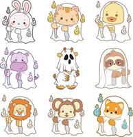 Fun ghost costumes on cute animals vector