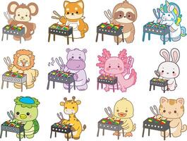 Cartoon animals cooking on grills vector