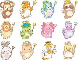 Angel animals with stars and wings vector