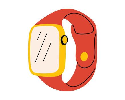 Bright smart watch in flat style on isolated background. illustration for gadget design, mobile apps, digital products vector