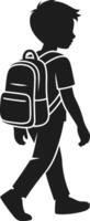 A Walking Schoolboy Silhouette with Backpack Illustration vector
