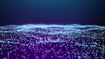 Light particles create mesmerizing waves in dark blue background video