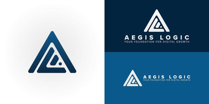 moderno letra Alabama logo para software desarrollo o saas compañía. caracteristicas un fuerte triangular forma, simbolizando innovación, crecimiento, y precisión para innovador digital soluciones vector