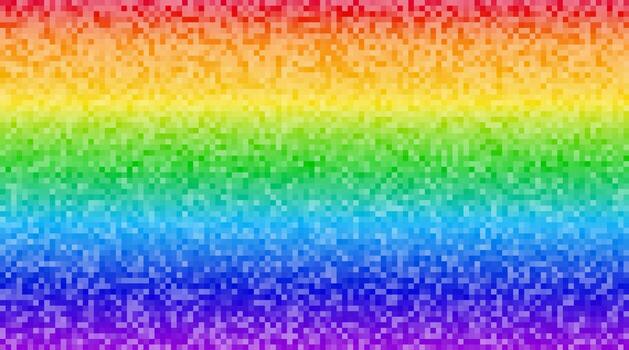Pixelated rainbow gradient background. The digital mosaic effect creates modern visual suitable for tech gaming or creative design themes. vector