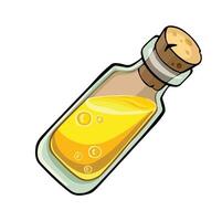 Glass bottle with yellow liquid illustration vector