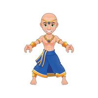 A cartoon pharaoh in blue and gold. vector