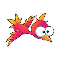 Curious pink bird with large eyes and orange beak. vector