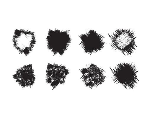 a set of black and white ink splatters, set of ink splashes, Colorful illustration set of abstract ink stains with floral and leaf patterns for artistic design