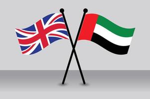 United Kingdom and UAE Flags Crossed Partnership Symbol. vector