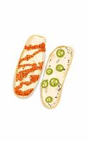 Delicious oval pizza filled with green chili pepper cheese tomato ketchup sauce vector