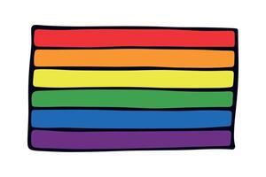 Colorful Gay pride flag Happy pride day LGBTQ community Pride Month hand drawn doodle for posters, stickers, logo, cards three vector