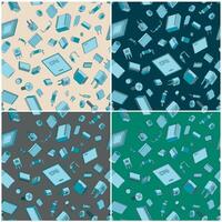 Electronic components color seamless illustrations vector