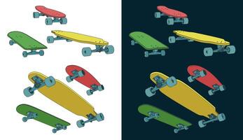 Skateboards set illustrations vector