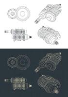 Motorcycle transmission gearbox drawing vector