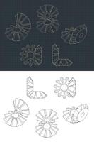 Bevel Gear Module Drawings vector