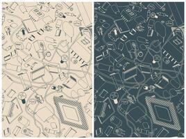 Electronic components illustrations vector