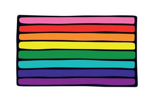 Colorful Gay pride flag three Happy pride day LGBTQ community Pride Month hand drawn doodle for posters, stickers, logo, cards vector