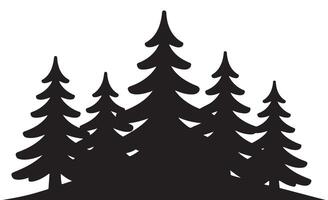 Group of pine trees silhouette vector