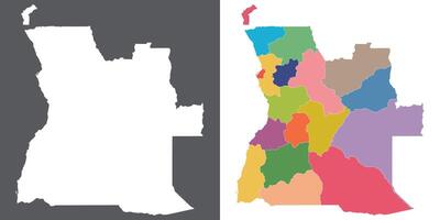 Angola map set. Map of Angola in set with multicolor vector