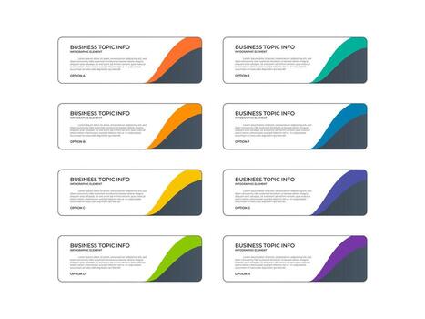 Modern infographics business design with 8 option concepts, parts, steps or processes can be used for workflow layout, diagram, number, web design. infographic element vector