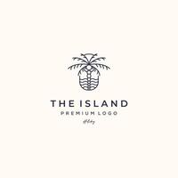 palm tree land outdoor line art logo minimalist illustration design, palm tree land symbol design vector