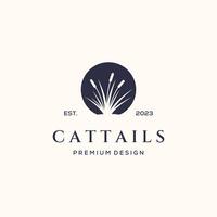 cattail genus plant line art logo minimalist illustration design, flora cattails botanical symbol design vector