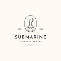 submarine spy in underwater line art logo minimalist illustration design, submarine transport military logo design vector
