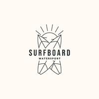 twin surfboard sun line art logo vminimalist illustration design, double surfboard standing in the summer symbol design vector