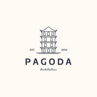 religion traditional pagoda line art logo minimalist illustration design, pagoda tower symbol design vector