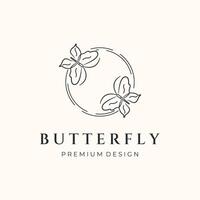 twin butterfly line art logo minimalist illustration design, butterfly bug animal symbol design vector