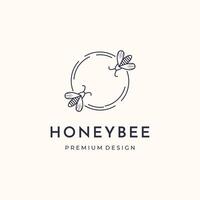 twin of honey bee line art logo minimalist illustration design, honeybee fly beautiful logo design vector