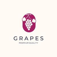 grape berry fresh vintage logo minimalist illustration design, grape parcel fruit symbol design vector
