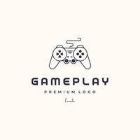gamepad console line art logo minimalist illustration design, game play technology logo design vector