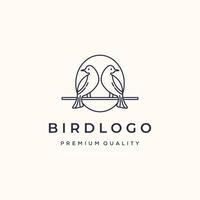 twin birds line art logo minimalist illustration design, birds cute animal logo design vector