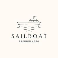 shipboat line art logo minimalist illustration design, ocean ship transportation logo design vector