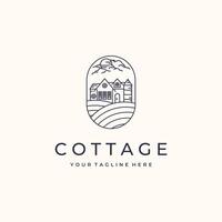 cottage camp house line art logo minimalist illustration design, cottage vacation logo design vector