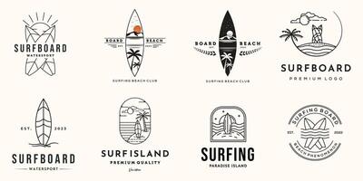 Colorful surfboard logos collection vector