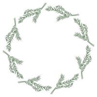 Floral wreath of herbs in a circle, wild herbs, botanical illustration. Great for posting text, quote, or logo. Round frame or border., frame, leaf vector