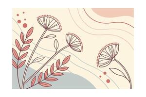 Abstract floral elements with pastel colors flowing lines nature botanical vector