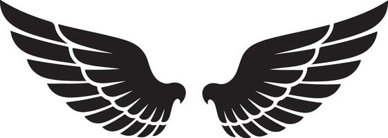 Black Wing Silhouettes Pair of Stylized Bird Wings Graphic Design Element Angel Wings Abstract Black and White Wings Illustration vector