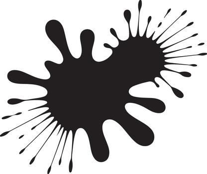 Abstract Black Ink Blot Stain Splashes Irregular Shape Dark Color Blob Smudge Drips Isolated White Background Graphic Design Element vector