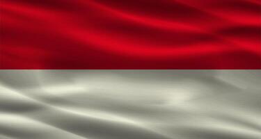 Indonesia flag with fabric texture. Realistic flag of Indonesia waving photo