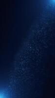 blå lysande partikel Vinka bakgrund med gnistrande bokeh lampor och skinande partiklar i vätska rörelse. detta atmosfärisk vertikal bakgrund animering är full hd och en sömlös slinga. video