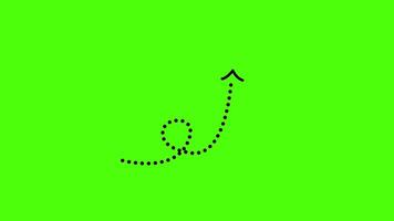 A curved arrow animation on a green screen background, ideal for motion graphics and creative business presentations. Suitable for editors needing an animated arrow effect. video