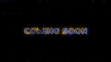 Coming soon text with colorful neon lights animation promote advertising next business concept video